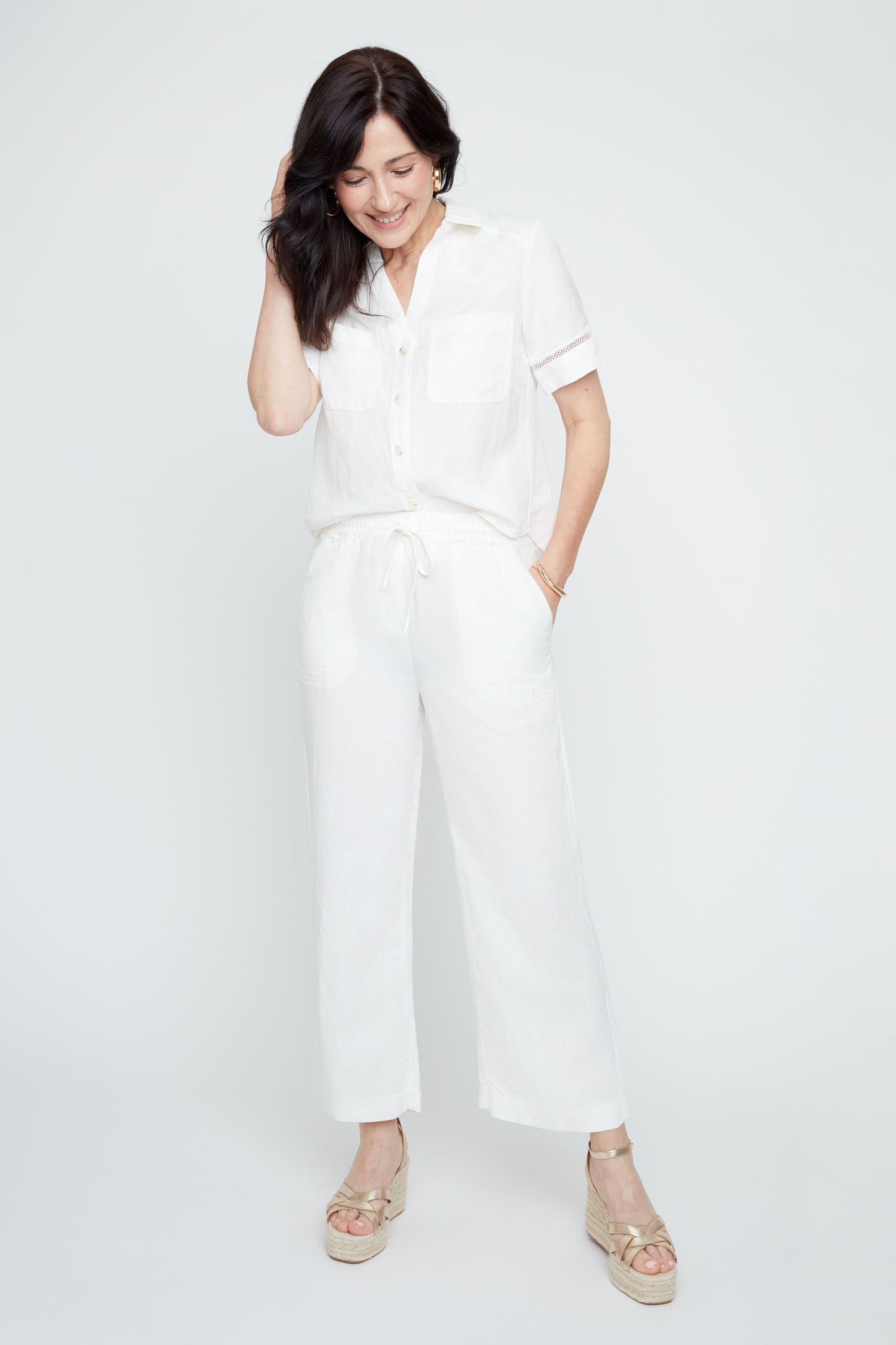 LINEN CROPPED TROUSERS