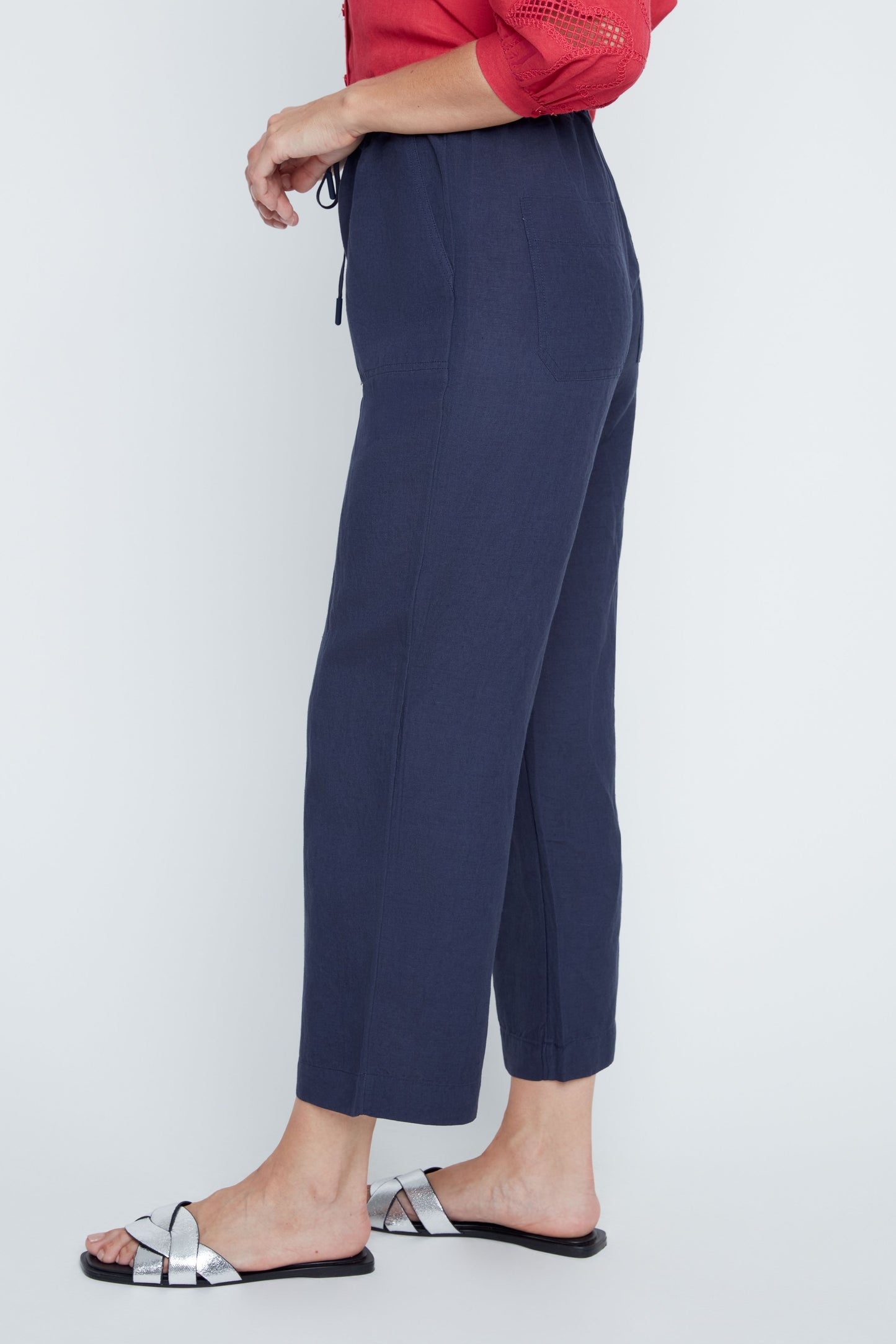 LINEN CROPPED TROUSERS