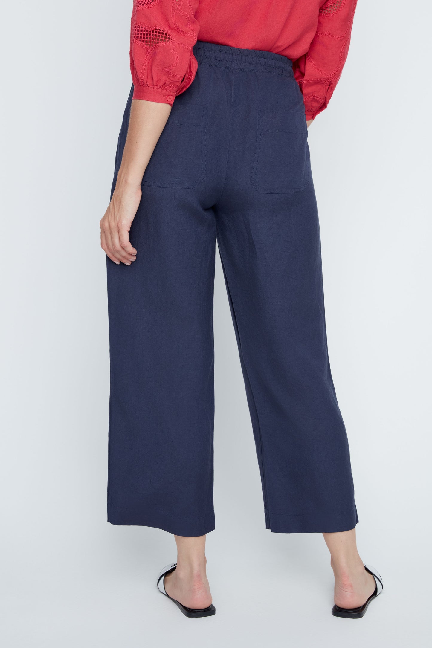 LINEN CROPPED TROUSERS